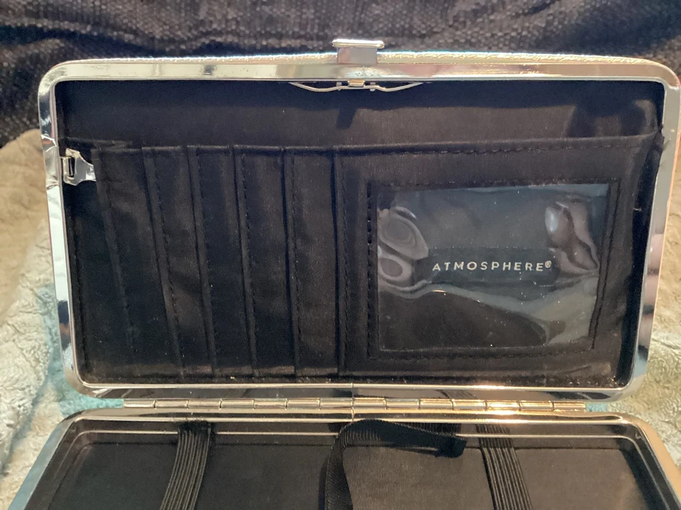 Atmosphere metallic pink Evening Clutch Bag with card pockets and phone holder. - Image 4 of 4