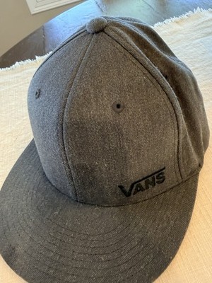 VANS Men's Gray Solid Flexfit Stretch Fitted Baseball Cap Hat One Size