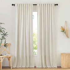 Natural Linen Curtains for Bedroom, Back Tab  Rod Pocket with Pleat Tab Priv...