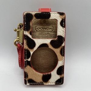 Rare Retro 2007 Coach iPod Mini Case Leopard- Ocelot Horsehair Leather Red Strap