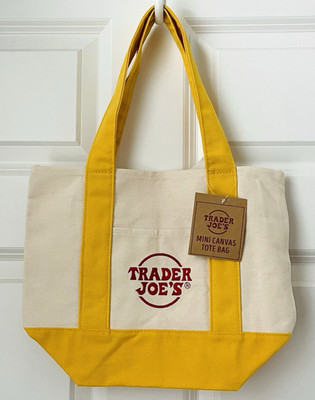 Trader Joe's YELLOW Mini Canvas Tote Lunch Bag YELLOW w/Sticker NWT