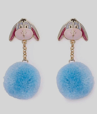 Disney Winnie the Pooh EEYORE Plush Pom Pom Dangling Donkey Earrings-New on card