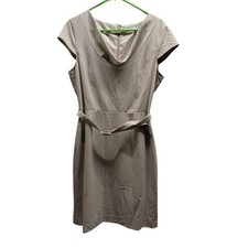 Calvin Klein Women's Size 6 Cowl Neck Cap Sleeve Cocktail Belted Dress Beige