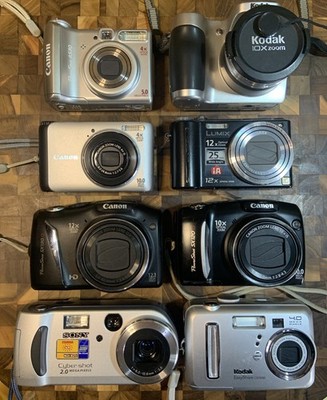 Digital camera lot of CANON, KODAK, LUMIX, SONY- Tested For Resale, Fix or Parts
