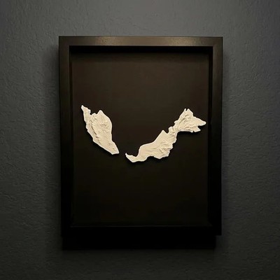 3D Malaysia Map Wall Art: Topography in Black Wood Frame