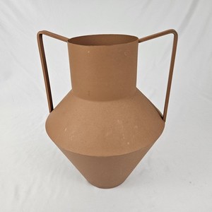 Bloomingville Hadar Terracotta Metal Vase Art Deco Brutalist Danish MCM Style