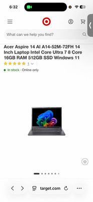 Acer aspire 14 Ai silver AI PC face scan brand new charger included 