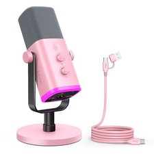 FIFINE AM8P USB/XLR Dynamic Mic RGB Mute Volume for PC PS5 Podcast Pink TI