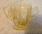 Vintage Anchor Hocking Cameo Ballerina Yellow Depression Glass Sugar Bowl. 1930s