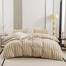 ECOCOTT Duvet Cover King Size - Linen Feel Textured Organic Natural 100 Wash...