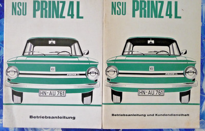 NSU Prinz 4L Betriebsanleitung und Kundendienstheft, guter Zustand/unbeschriftet