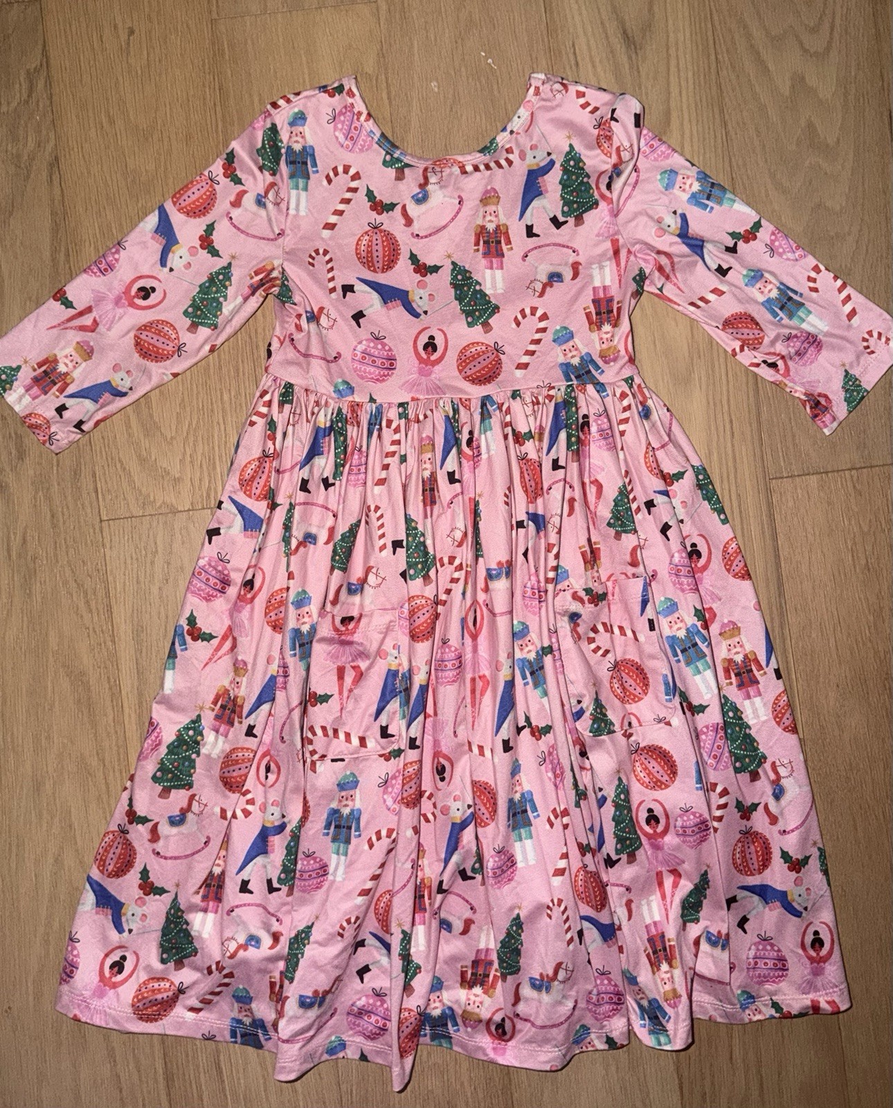 Mila & Rose Sz 7-8 Pink Sugarplum Holiday Nutcracker Twirl Pocket Dress EUC image 3