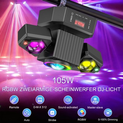 105W Zweiarmige Laser Moving Head RGBW LED Strobe Bühnenlicht DMX Party Effekt