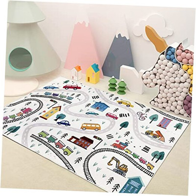 Kids Carpet Play Mat Cute Car Rug for Boys Girls Town Rug for Playing Road Map 
