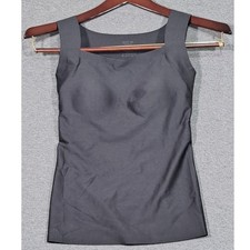 Seamless Compression Tank Top with Built-in Bra Black Size M Square Neck Cami