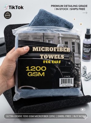 Premium 1200 GSM Microfiber Towels (2-Pack) - Ultra Thick & Absorbent