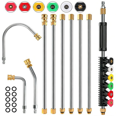 #ad 10 Pack 9FT Gutter Cleaning Tool Pressure Washer Wand Attachment Nozzle Tips Set $50.00