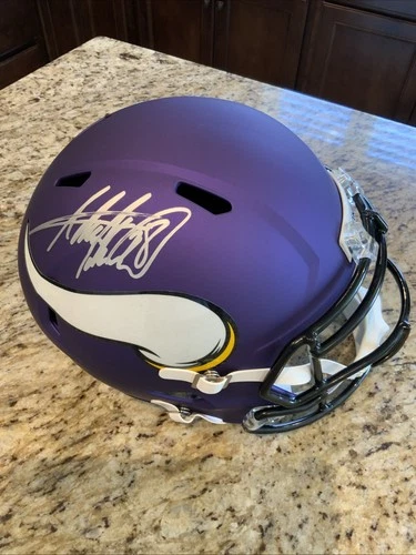 Adrian Peterson Vikings Autographed Helmet Beckett Full Size Replica Signed Matt