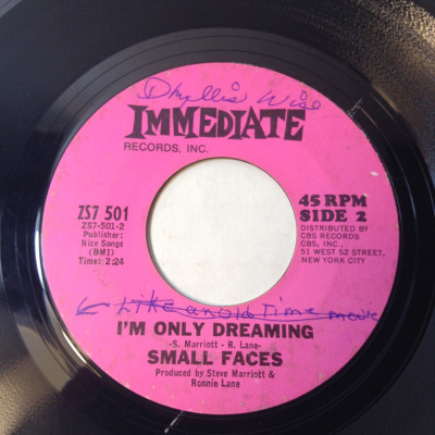 SMALL FACES 45 ITCHYCOO PARK/I'M ONLY DREAMING 7'' IMMEDIATE PSYCHE GARAGE 45 NM-