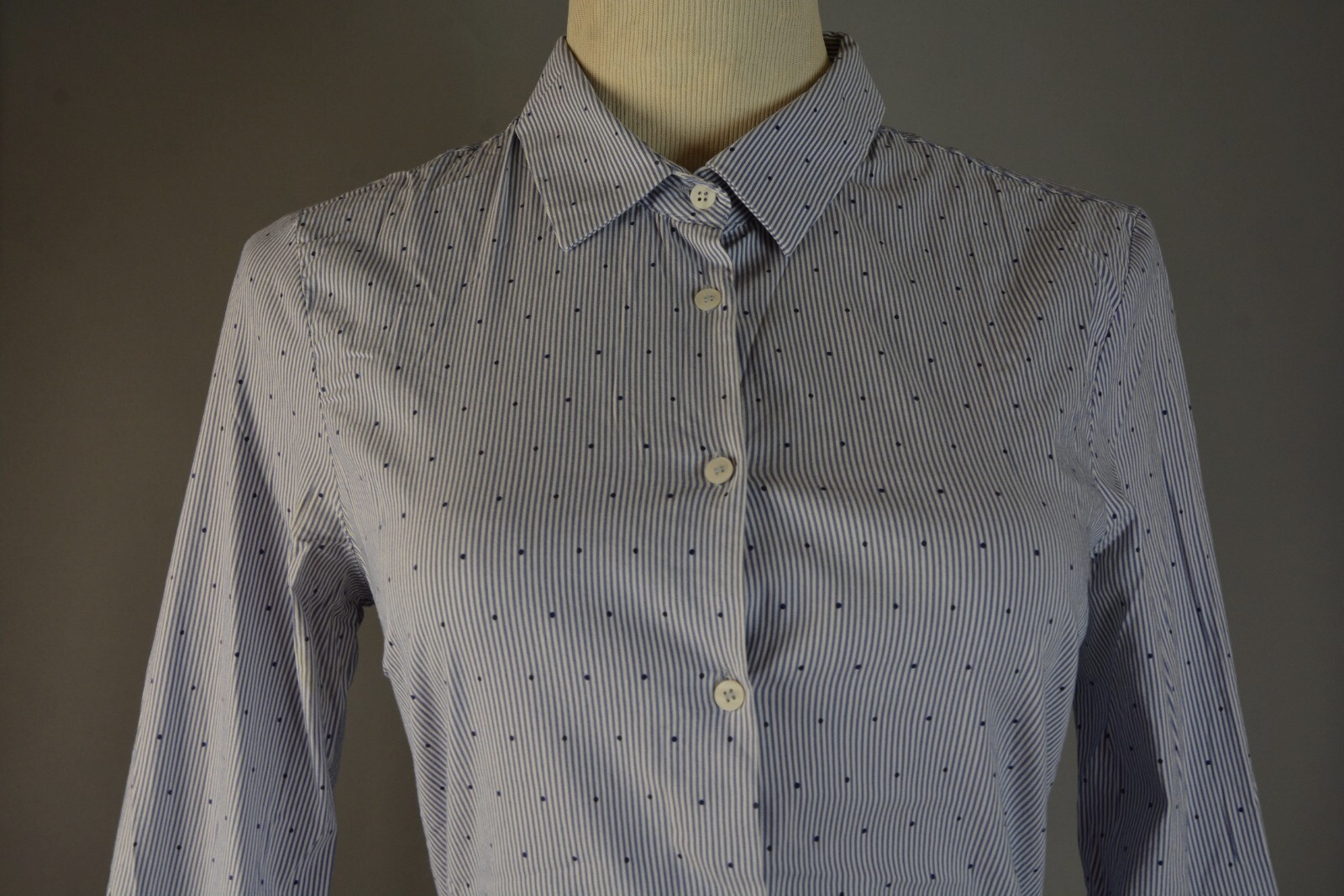 Zara Basic Blue Button Up Collared Shirt Size S - image 5