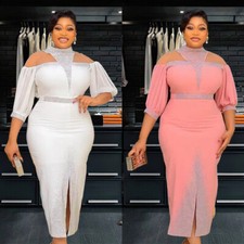 Plus Size Maxi Dress Women Evening Kaftan Cocktail Party Gown African Formal New