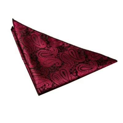 Burgundy Mens Pocket Square Handkerchief Hanky Woven Floral Paisley by DQT