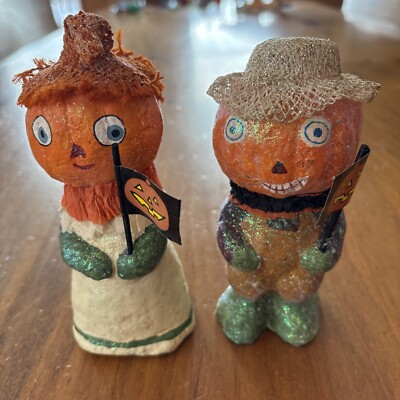 Teena Flanner Halloween Pumpkin Head Scarecrow Couple Midwest of Cannon Falls