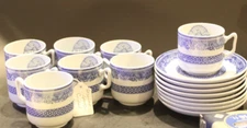 SPODE HERITAGE BLUE 8 DEMI CUPS 2 3/8" AND 8 SAUCERS