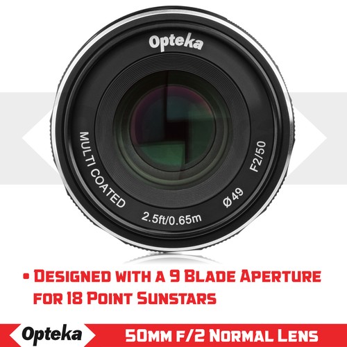 Opteka 50mm f/2.0 Lens for Olympus OM-D E-M10 E-M5 E-M1 PEN E-PL7 PL6 PL5 P5 - Picture 11 of 12