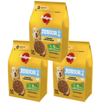 3x2,6 kg PEDIGREE Junior mit Geflügel und Gemüse große und mittelgroße Hunde