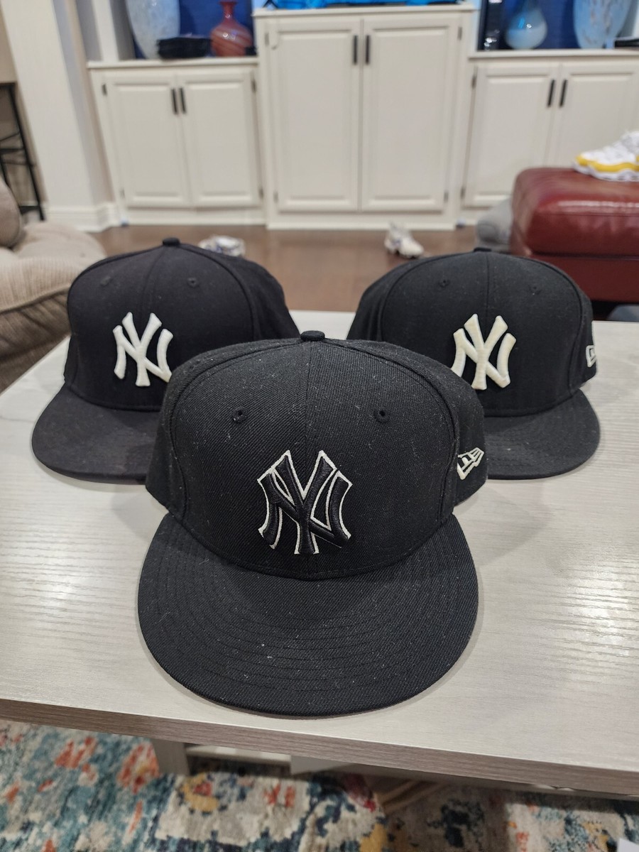 3 used- New York Yankees Hat Lot Baseball Cap Fitted 7 3/4