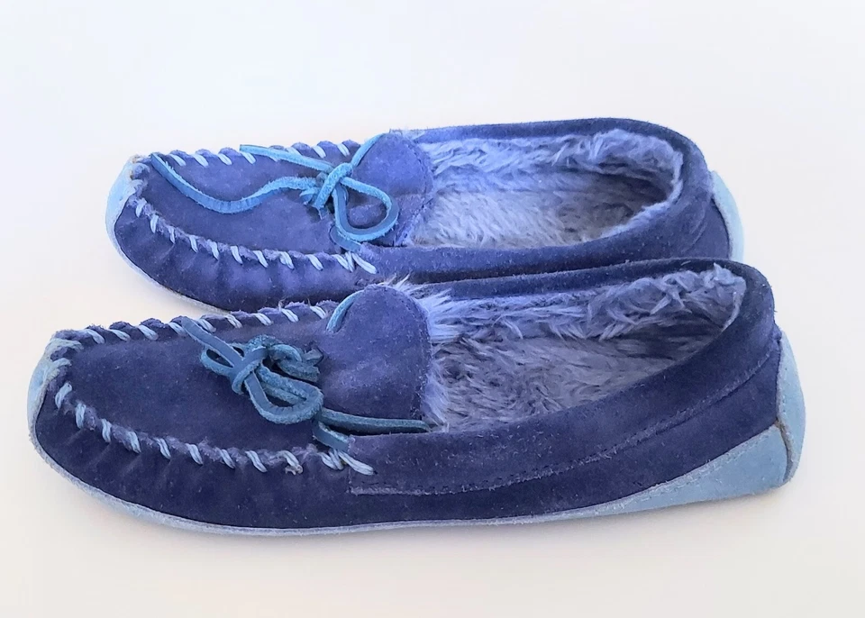L.L. Zapatillas Bean Kids Talla 3 Forradas de Piel Sintética Gamuza Azul De Colección Foto 4 de 4