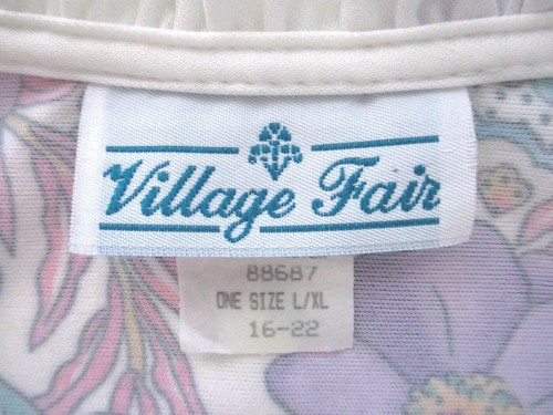 Vtg 70s 80s Village Fair Pink Purple Floral Kaftan Long Zip Lounge Robe L/XL - Picture 7 of 7