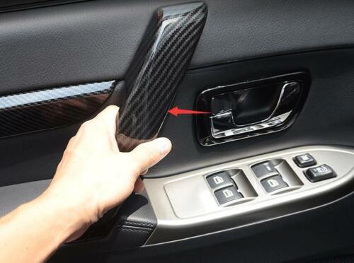 For Mitsubishi Pajero Montero 07-20 Carbon ABS Inner Door Handle Cover Trim W - Picture 3 of 12