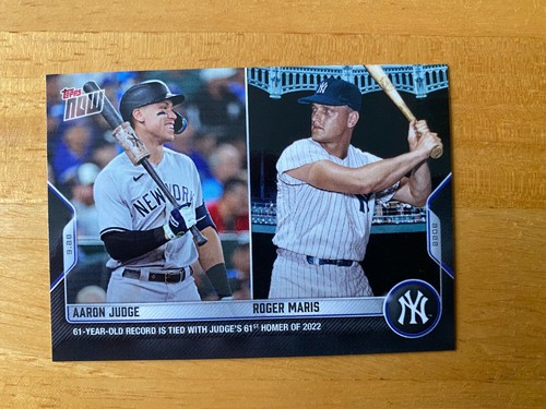 2022 Topps Now #976 Aaron Judge with Roger Maris 61 Home Run Tied NY Yankees