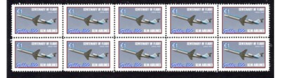 Klm Air Fokker 7C Flight Cent Strip Of 10 Mint Stamps 4