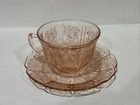 Jeanette Depression Glass Pink Cherry Blossom Child's Cup and Saucer Replacement