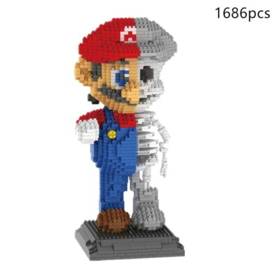 Super Mario Bros - Mario Skelett Figur aus Bausteinen-1686 Teile Mario zum Bauen