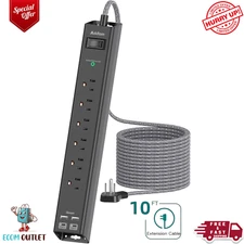 Extension Cord with Multiple Outlets 10 Ft - Power Strips with Surge Protection