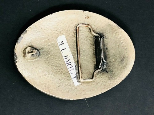 Vtg End Of Trail Western Belt Buckle Inlay Native American Story Teller USA - Picture 5 of 12