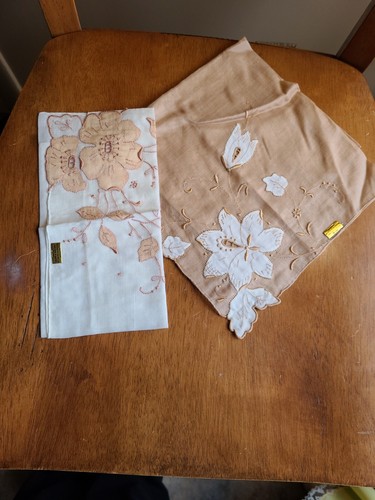 NWT Vintage Madeira Embroidered Applique Beautiful Floral Hankie Unused LOT 2 - Picture 3 of 7