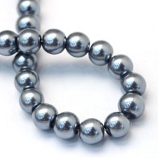 Z Glass Pearl Bead round lot of 5 strands 31 INCH Slate Gray 4mm U6