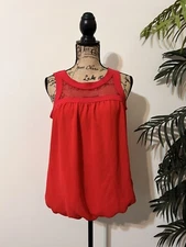 Studio M Red Sleeveless Top; Brilliant Red; Shear Neckline & Upper Back; Size: M