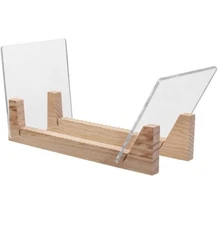NEW HUDSON HI-FI DESKTOP VINYL LP DISPLAY HOLDER 50 RECORDS CLEAR & NATURAL WOOD