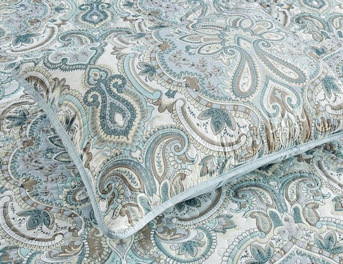 Oversized California King 3-Piece Bedspread Set - Reversible Paisley Design - Picture 6 of 7
