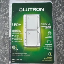 Lutron Maestro Fan Control and Light Dimmer - White