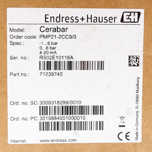 Transmisor de presión Endress+Hauser Cerabar PMP21-2CC9/0 -sin usar/embalaje original- - Imagen 3 de 6