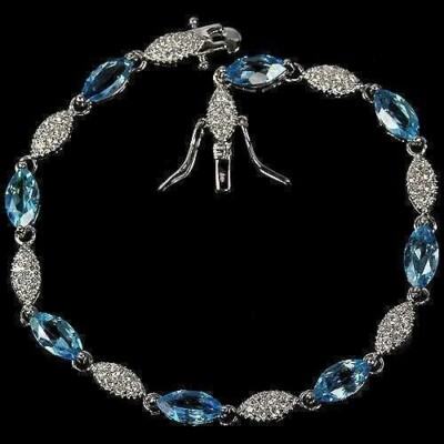 Silber Armband Topas echte natürliche abgebaute Edelsteine massiv Sterling 7 Zoll