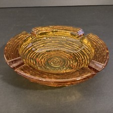 Vintage lata 1960. Kotwica Hocking Soreno Harvest Złota bursztynowa szklana popielniczka 6 1/4" 