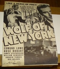 1940 Wolf of New York Republic Pictures Exhibitor Pressbook (poor condition)